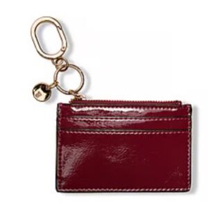 Victoria’s Secret Classic Card Case Keychain Sangria Red Patent NWT